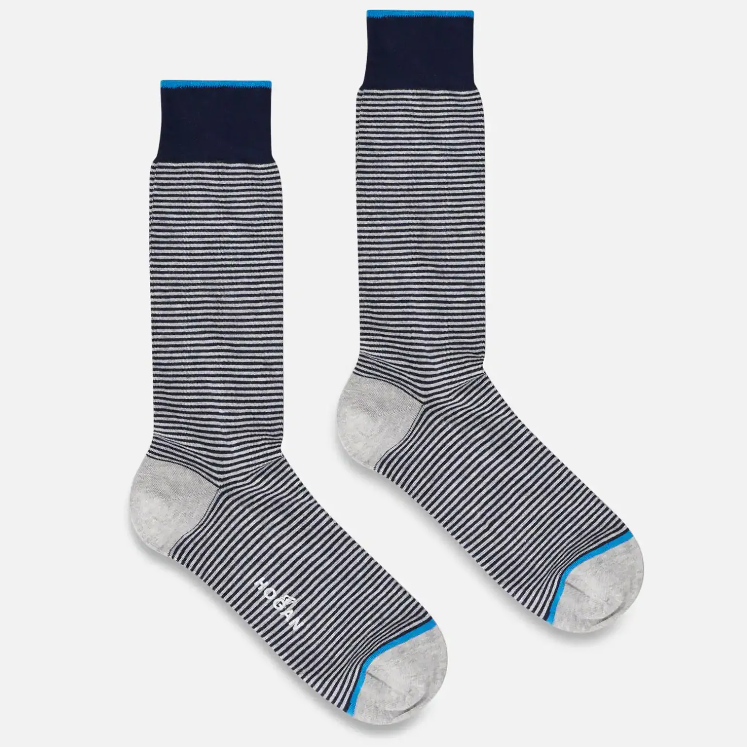 Chaussettes*Hogan Chaussettes Micro Rayures Gris/ Bleu