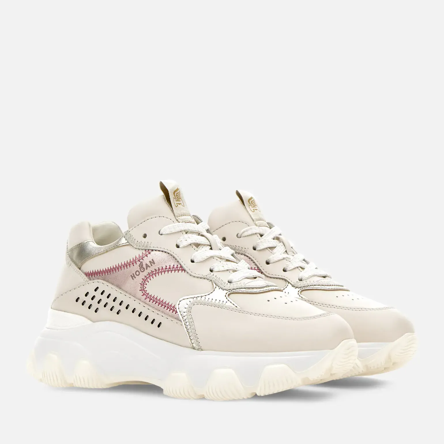 Chunky Sneakers*Hogan Hyperactive Ivoire/ Rose/ Argente