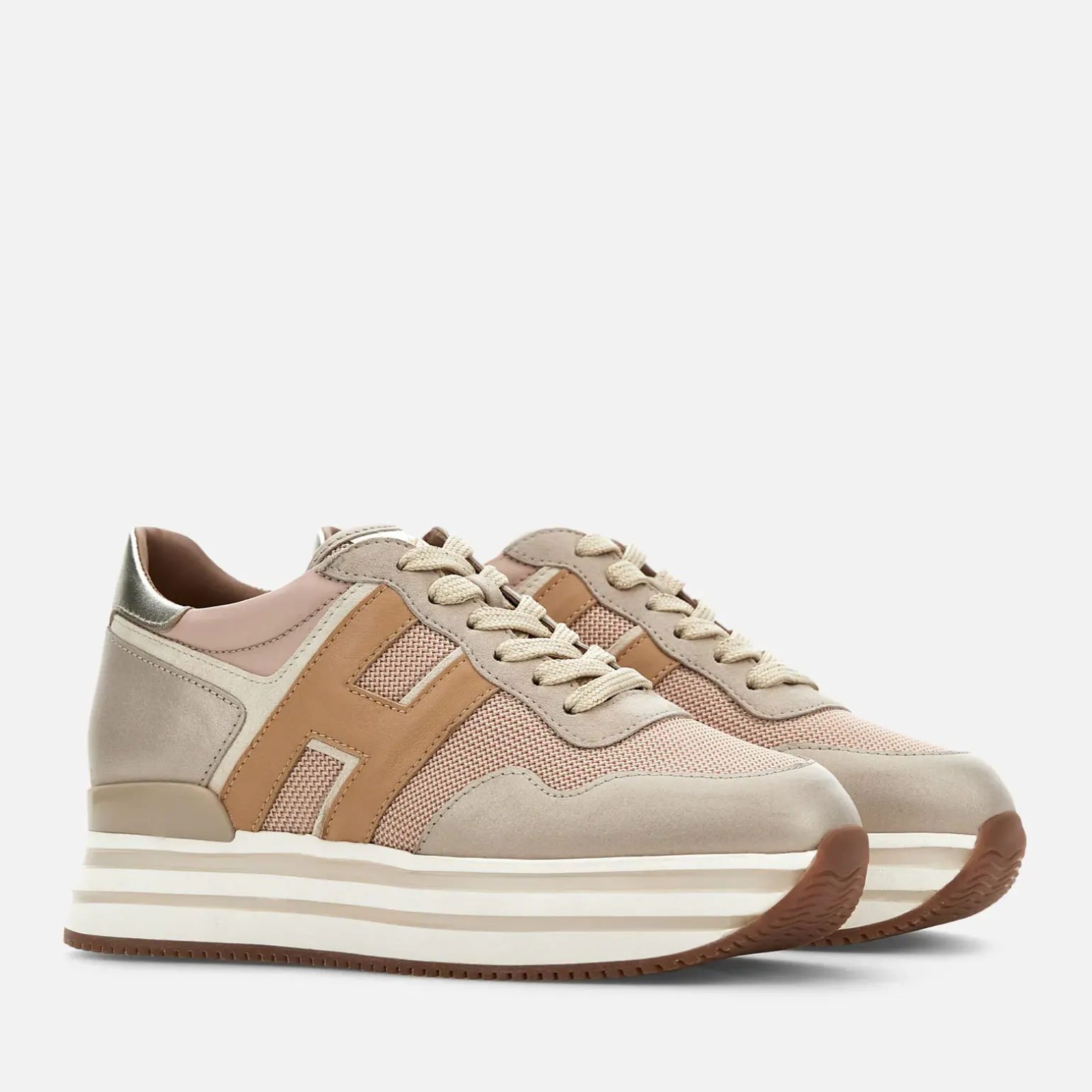 Plateforme*Hogan Midi H222 Rose/ Beige/ Marron