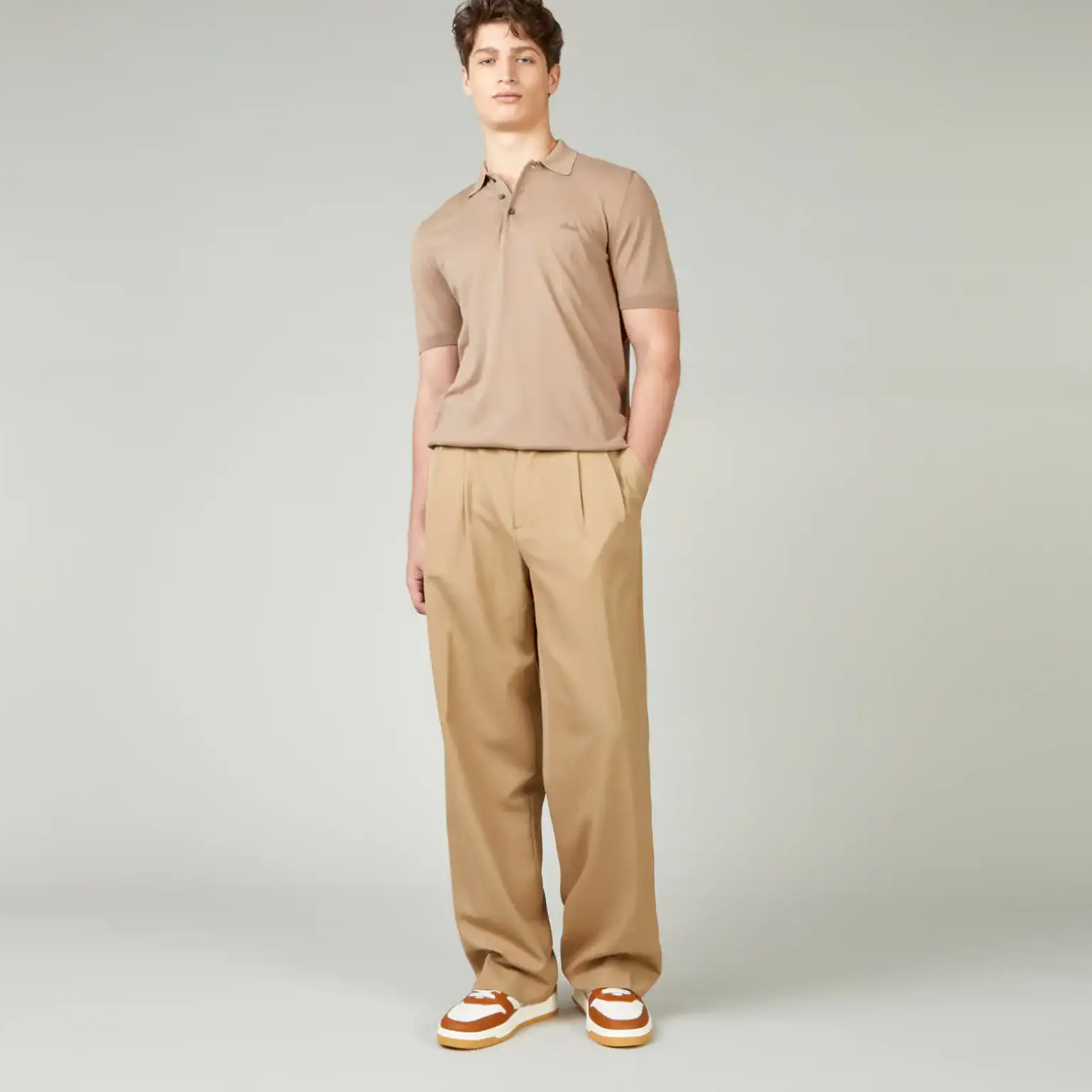 Vêtements*Hogan Polo En Maille De Coton Beige