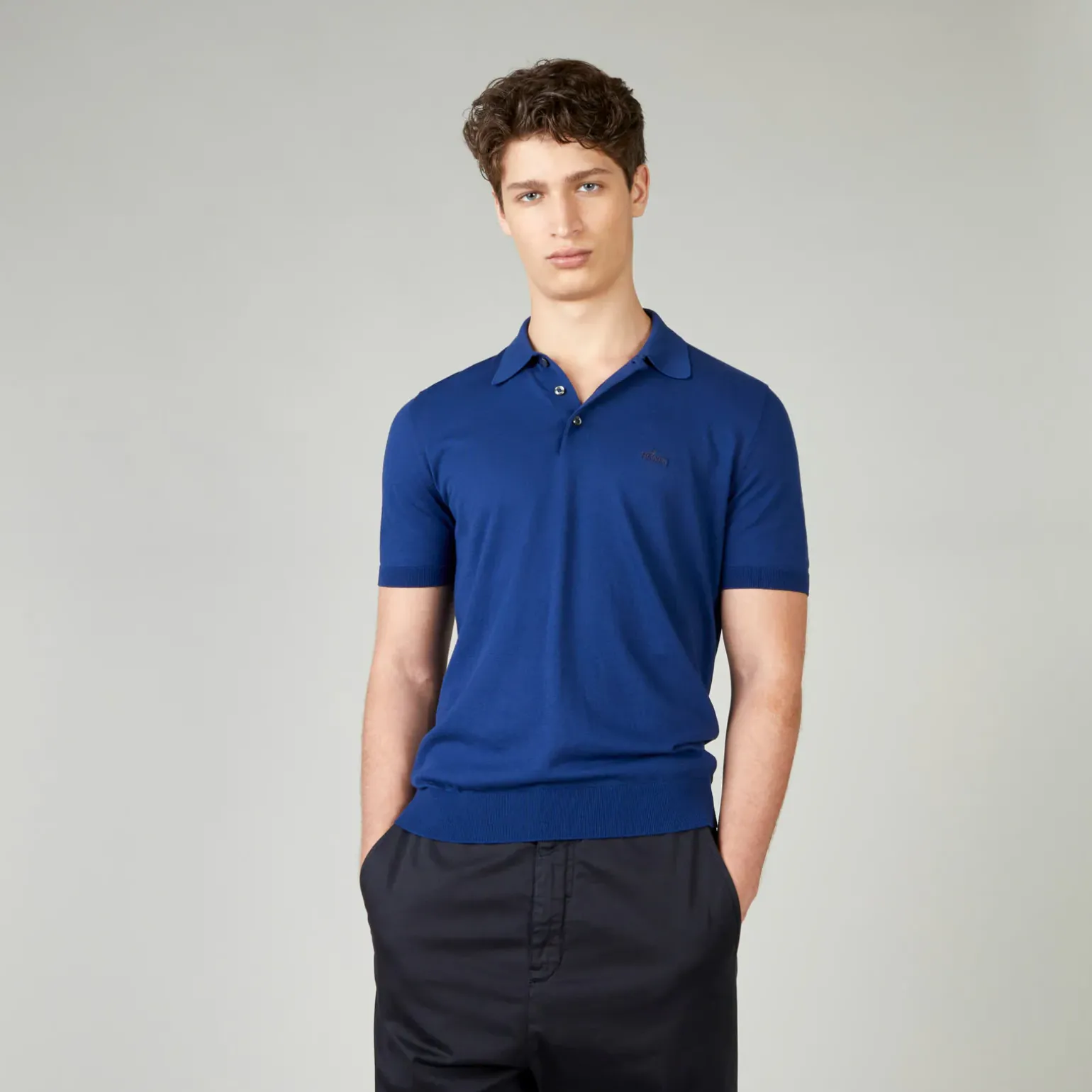 Vêtements*Hogan Polo En Maille De Coton Bleu Ciel