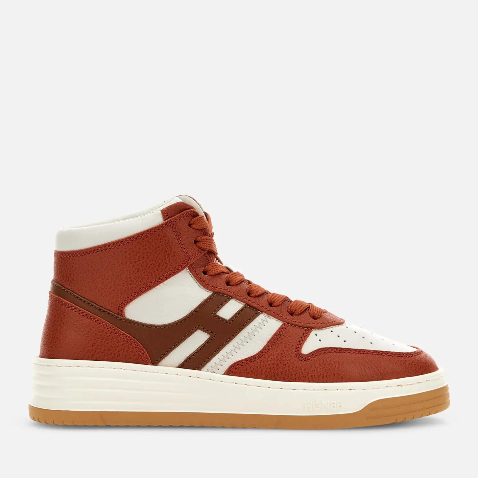 Flat Sneakers*Hogan Sneakers High Top H630 Ivoire/ Orange/ Marron