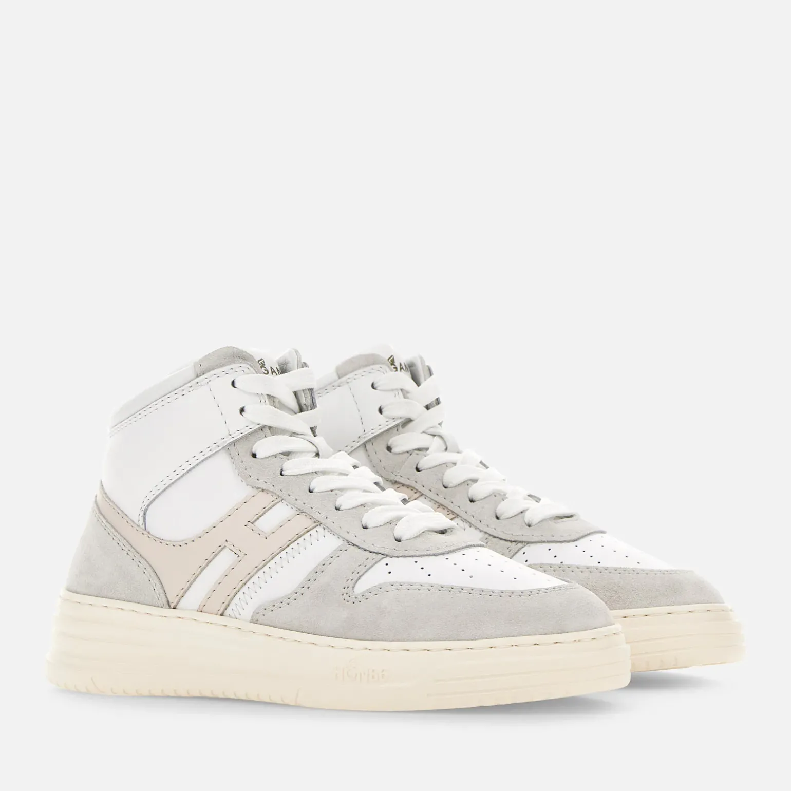 Flat Sneakers*Hogan Sneakers High Top H630 Gris/ Ivoire