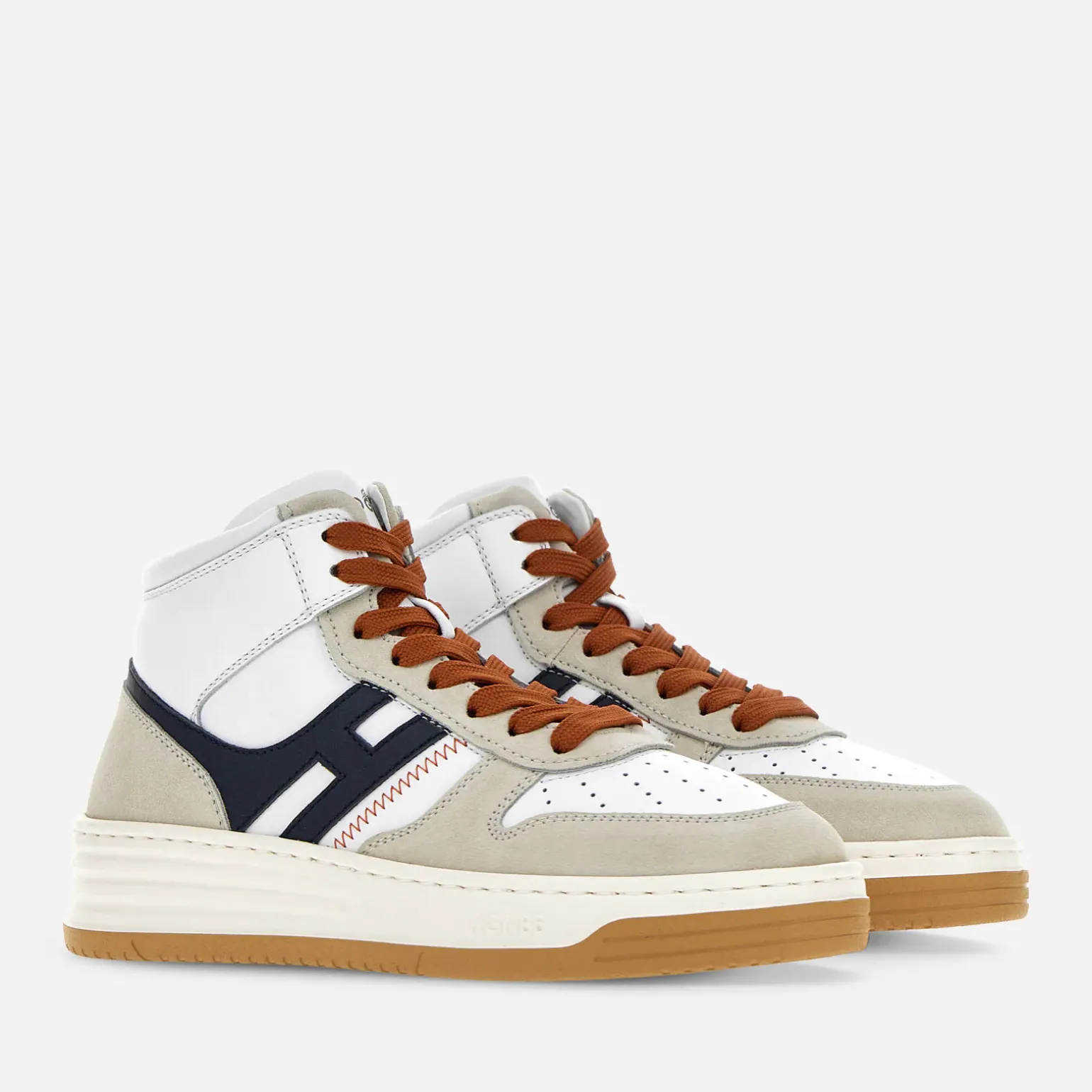 Flat Sneakers*Hogan Sneakers High Top H630 Blanc/ Gris/ Bleu