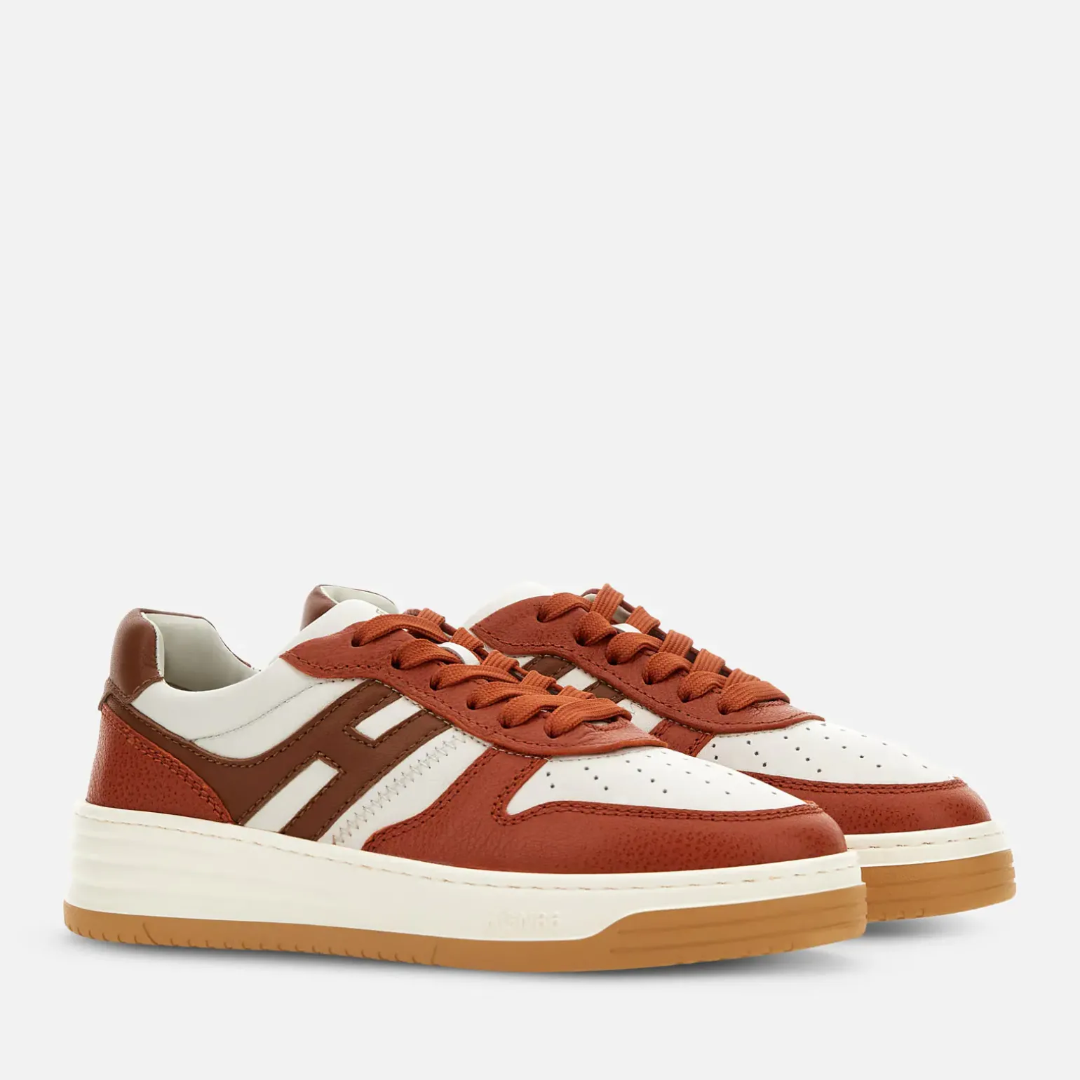 Flat Sneakers*Hogan Sneakers H630 Ivoire/ Orange/ Marron