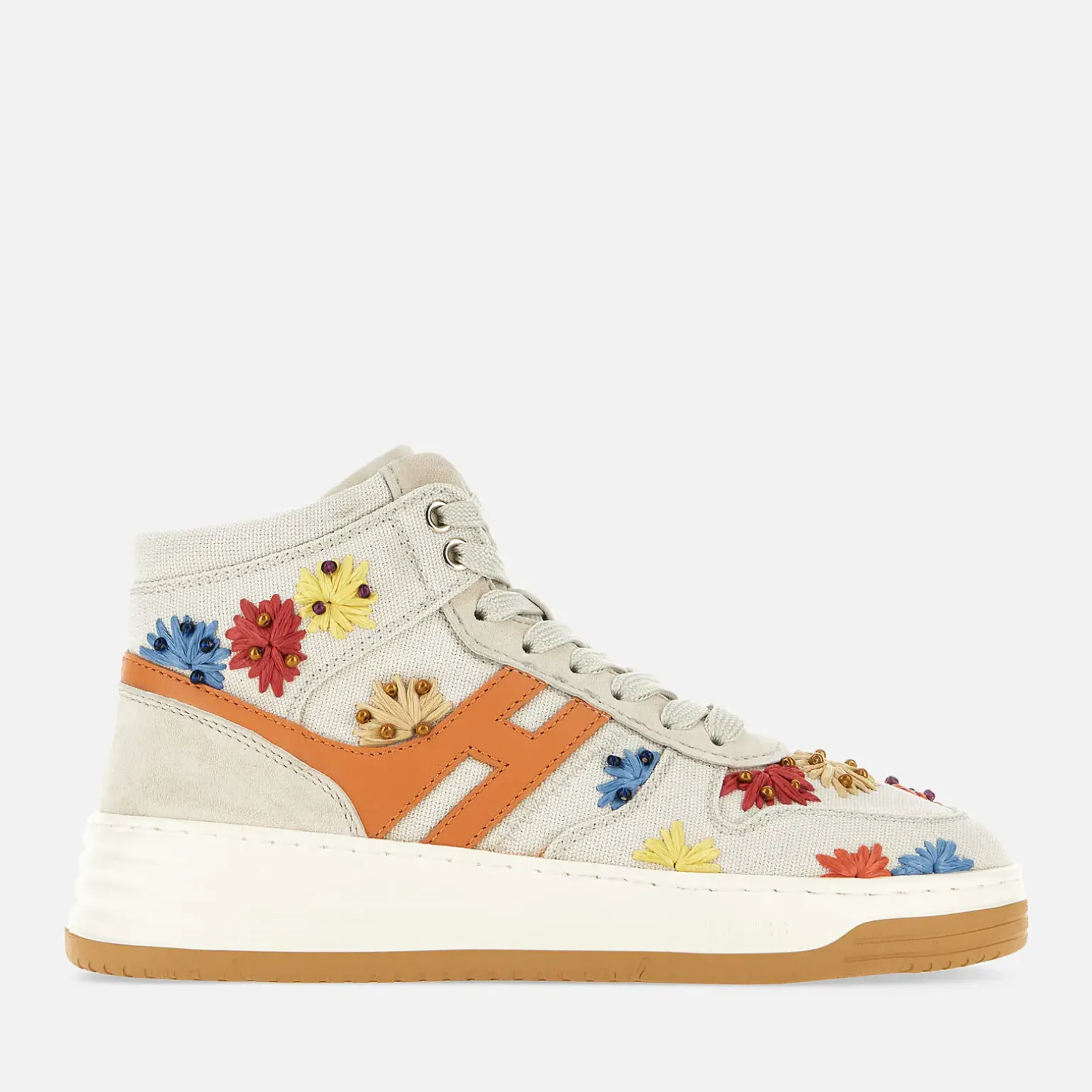 Hogan Basket*Hogan Sneakers H630 High Top Ivoire/ Orange/ Rouge