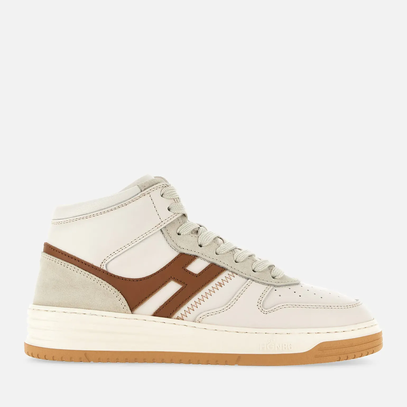 Flat Sneakers*Hogan Sneakers H630 High Top Blanc/ Ivoire/ Marron