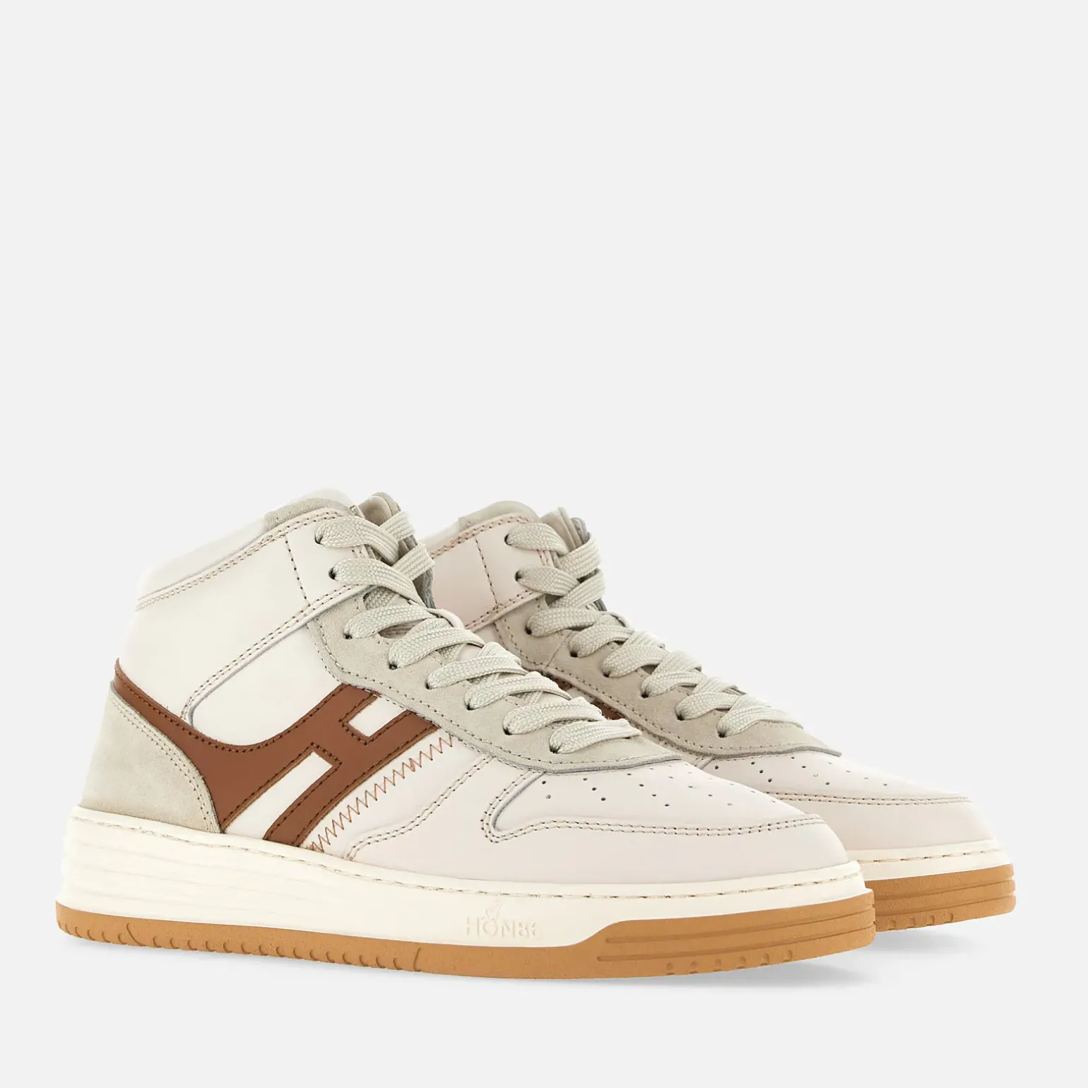 Flat Sneakers*Hogan Sneakers H630 High Top Blanc/ Ivoire/ Marron