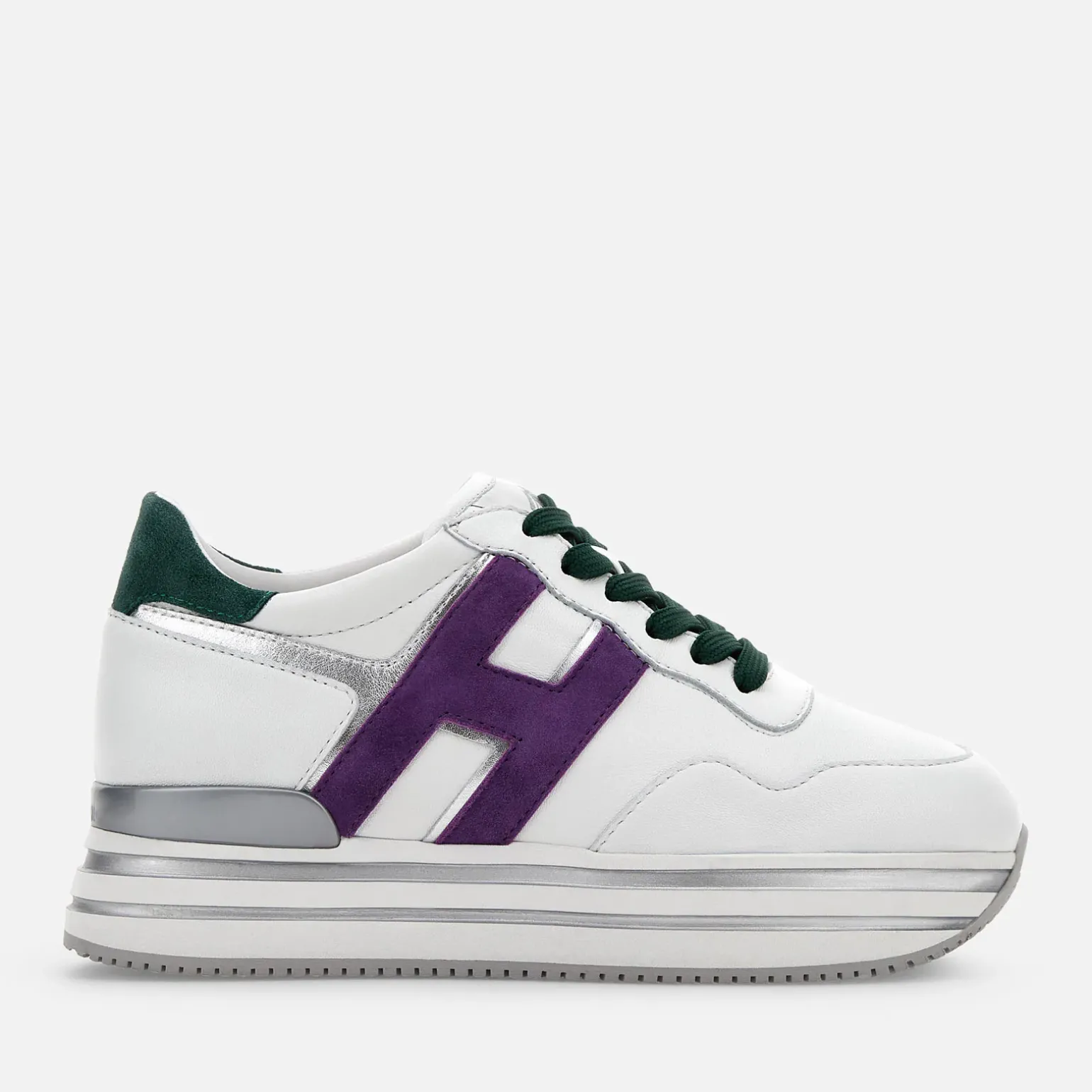 Plateforme*Hogan Sneakers Midi H222 Blanc/ Vert/ Violet