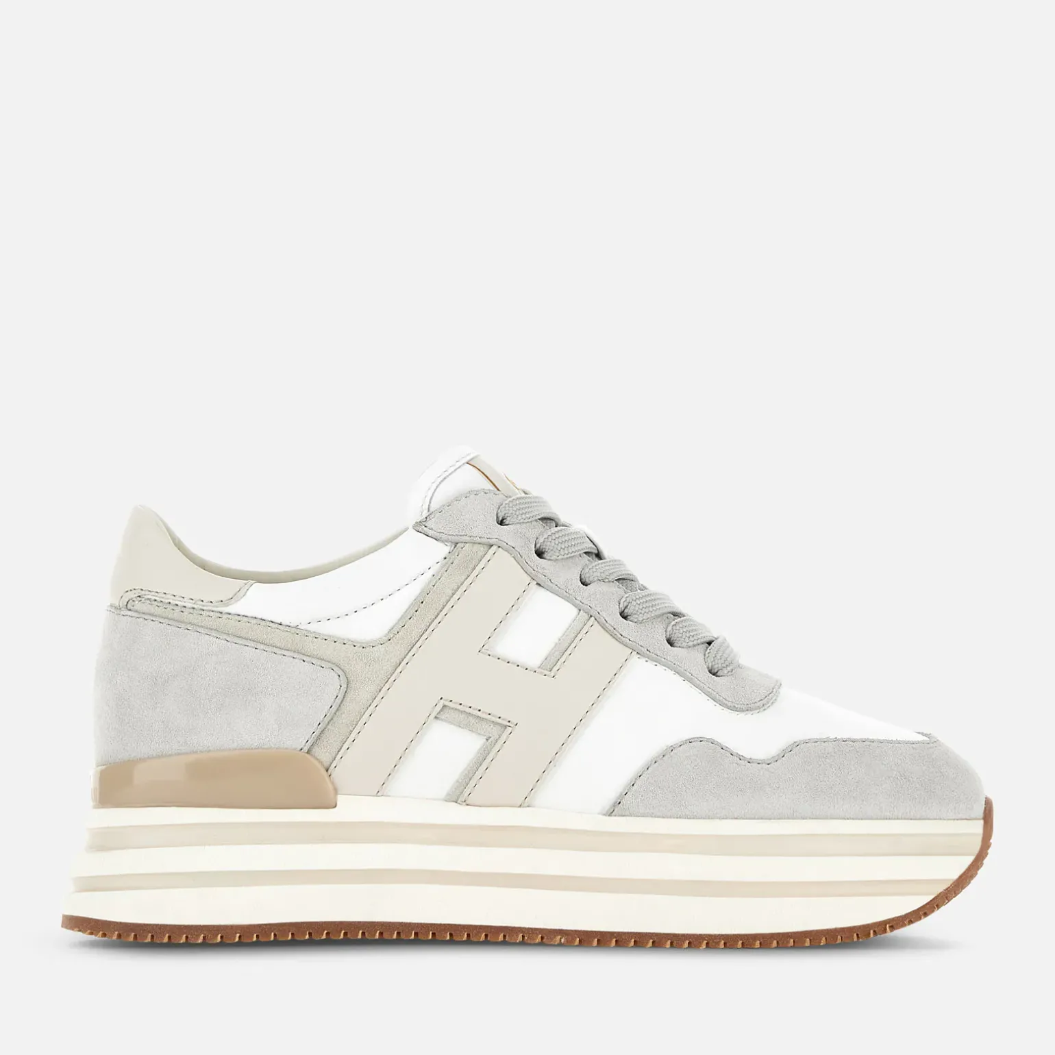 Plateforme*Hogan Sneakers Midi H222 Blanc/ Ivoire/ Gris