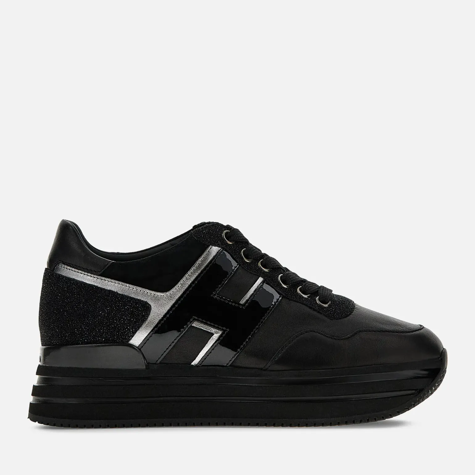 Plateforme*Hogan Sneakers Midi H222 Noir/ Argente