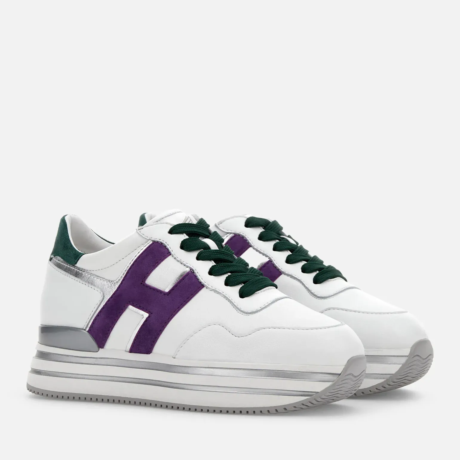 Plateforme*Hogan Sneakers Midi H222 Blanc/ Vert/ Violet