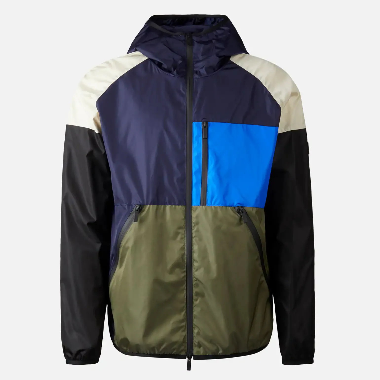 Vêtements*Hogan Windbreaker Color Block Vert/ Bleu/ Ivoire